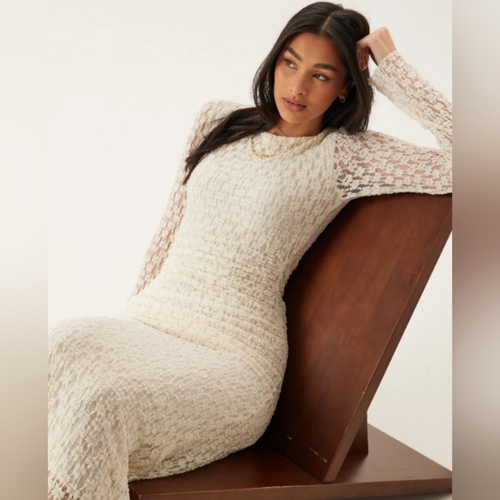 AKIRA Cream Lace Maxidress